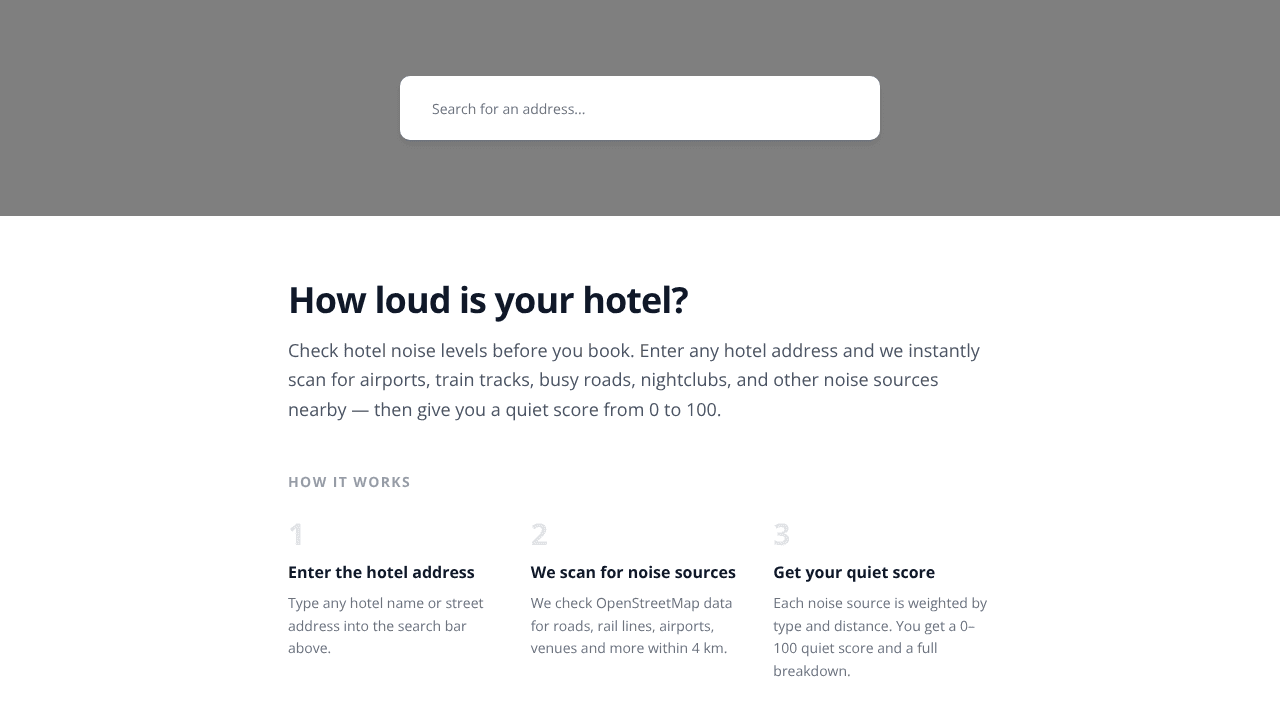 How Loud Is My Hotel? website screenshot