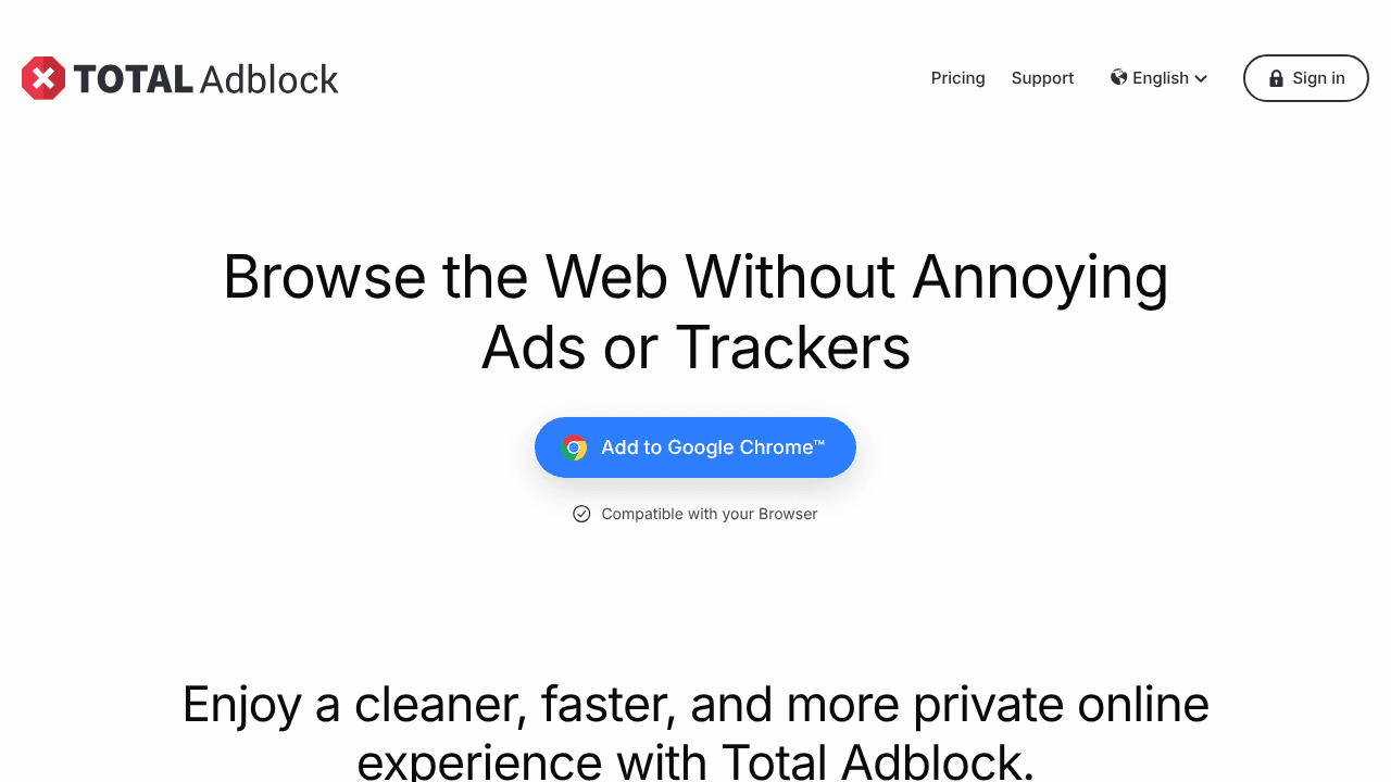 How to cancel Total Adblock Subscription website screenshot