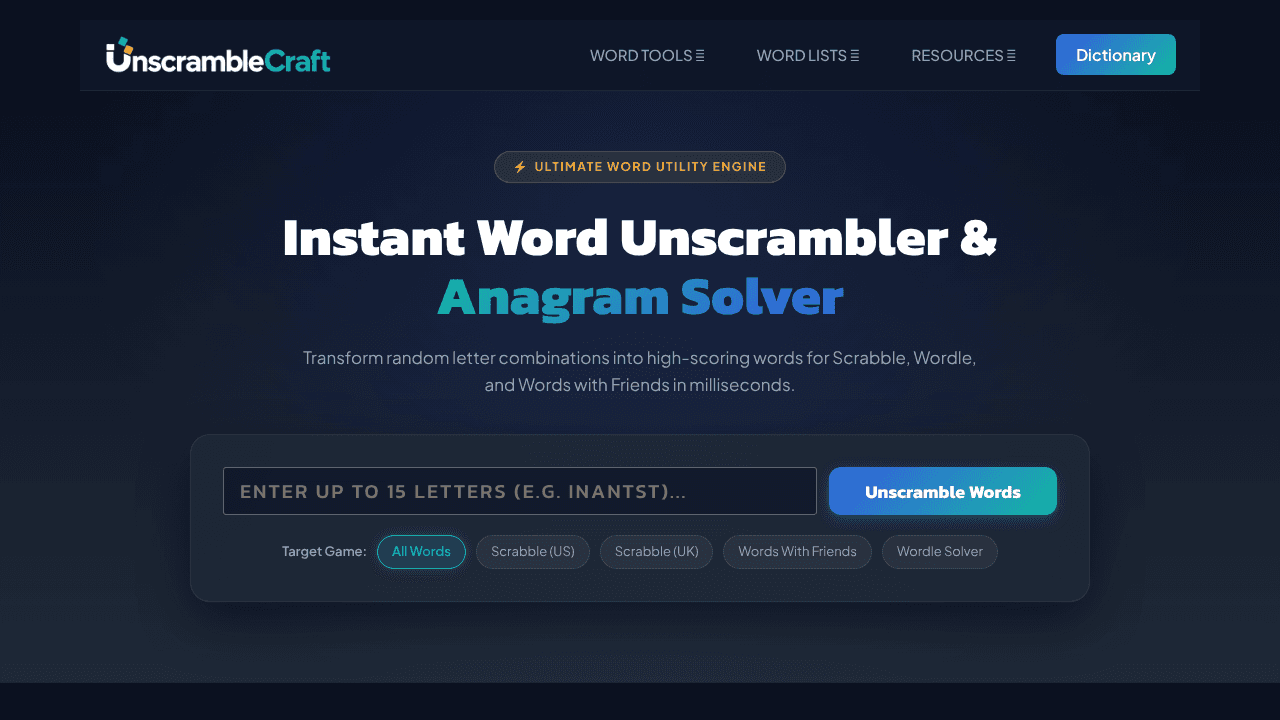 https://unscramblecraft.com/ website screenshot