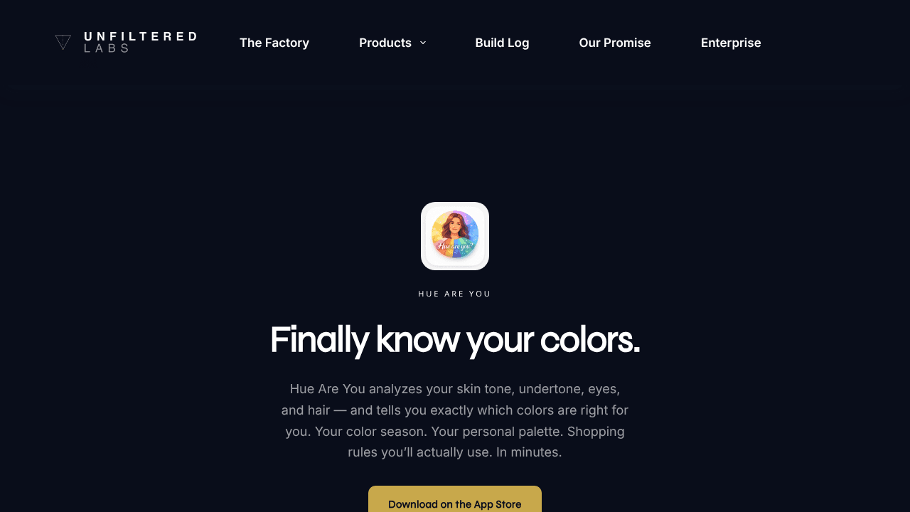 Hue Are You website screenshot