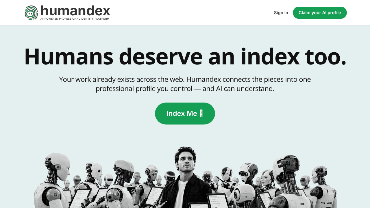 Humandex website screenshot
