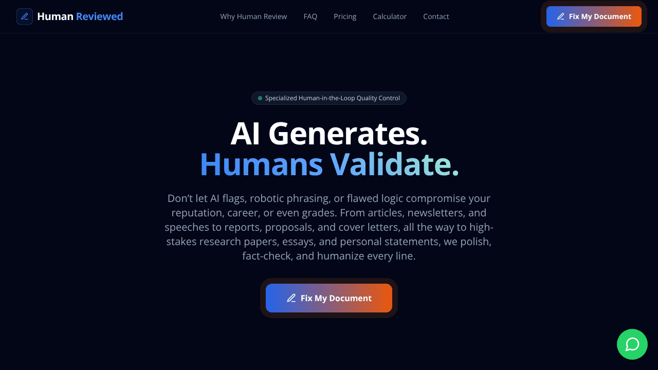 HumanReviewed.io website screenshot