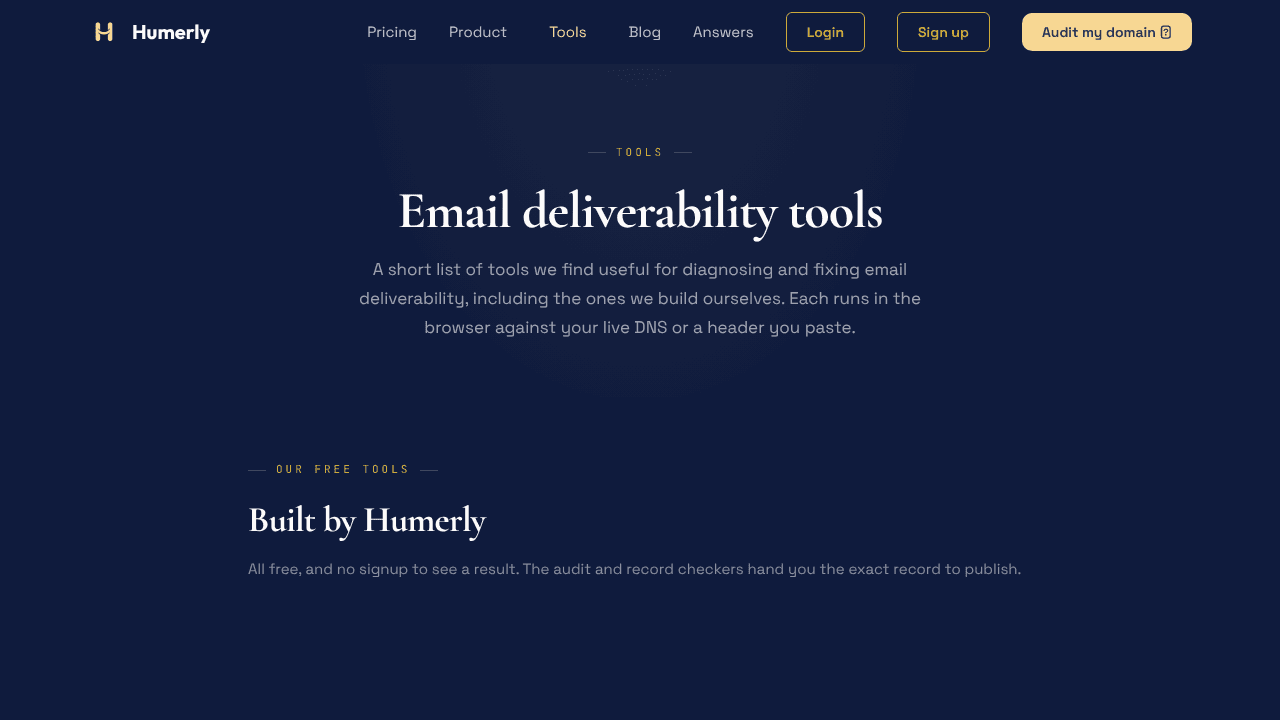 Humerly website screenshot