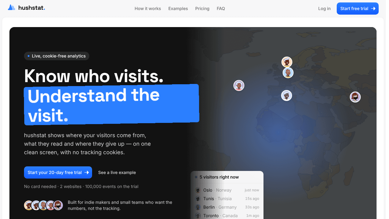Hushstat website screenshot