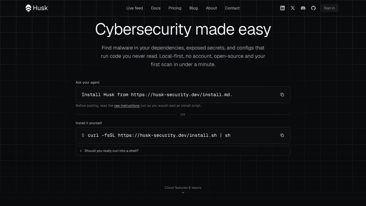 Husk website screenshot