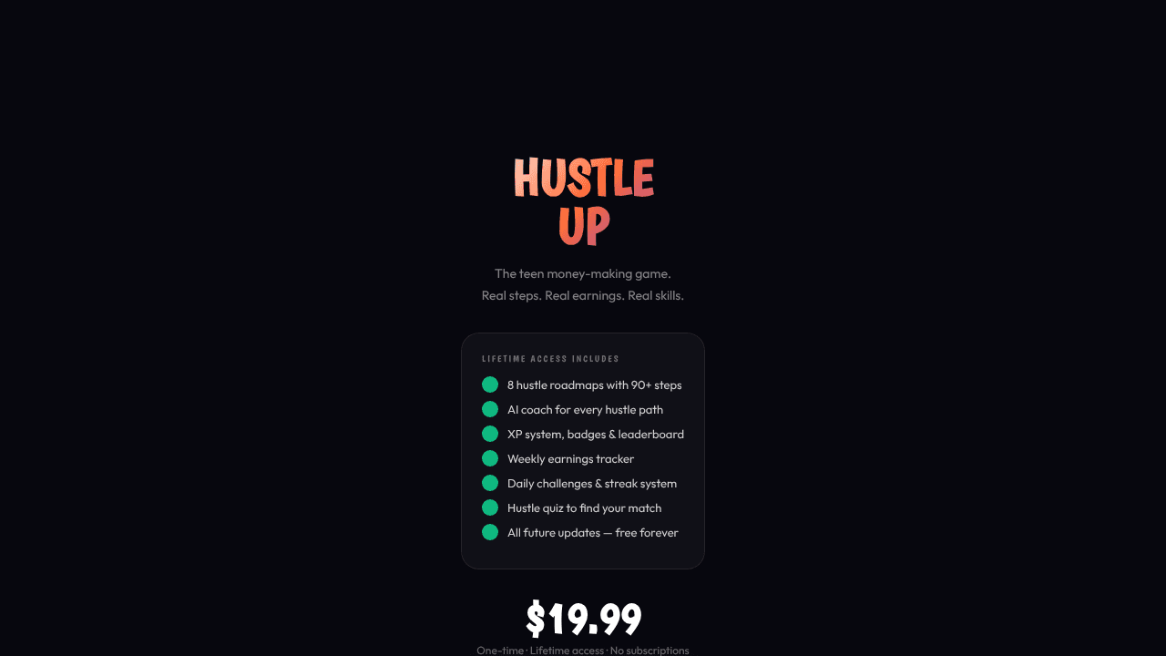 HustleUp website screenshot