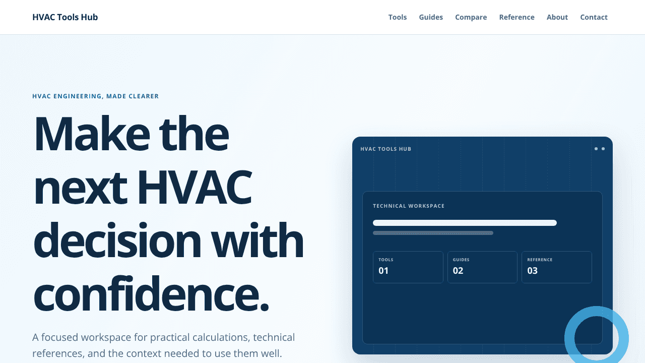 HVAC Tools Hub website screenshot