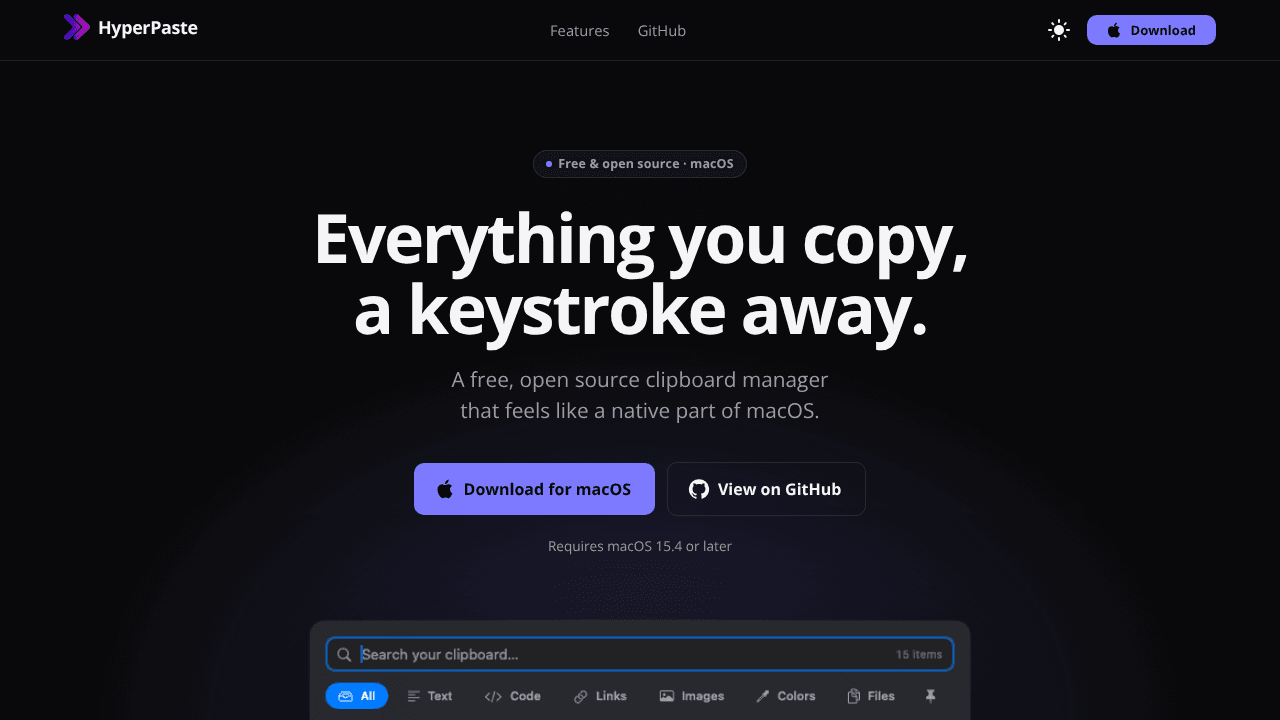 HyperPaste website screenshot