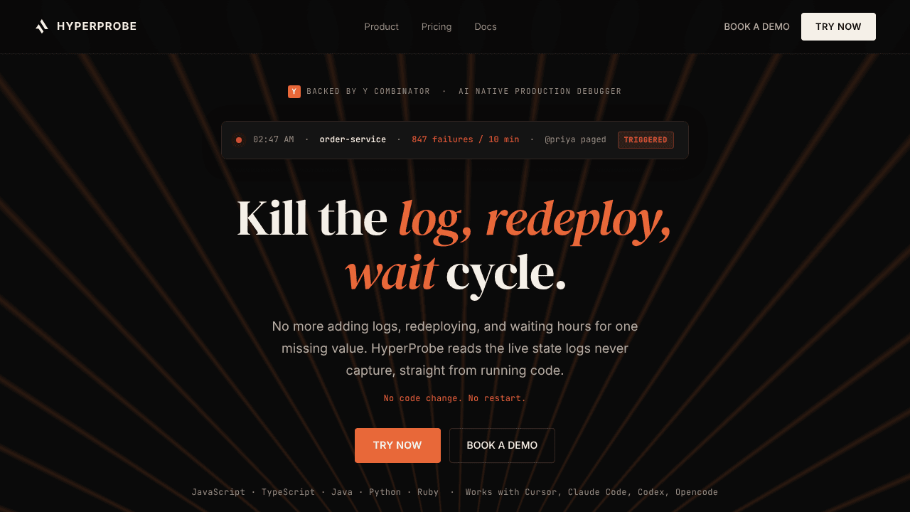 Hyperprobe website screenshot