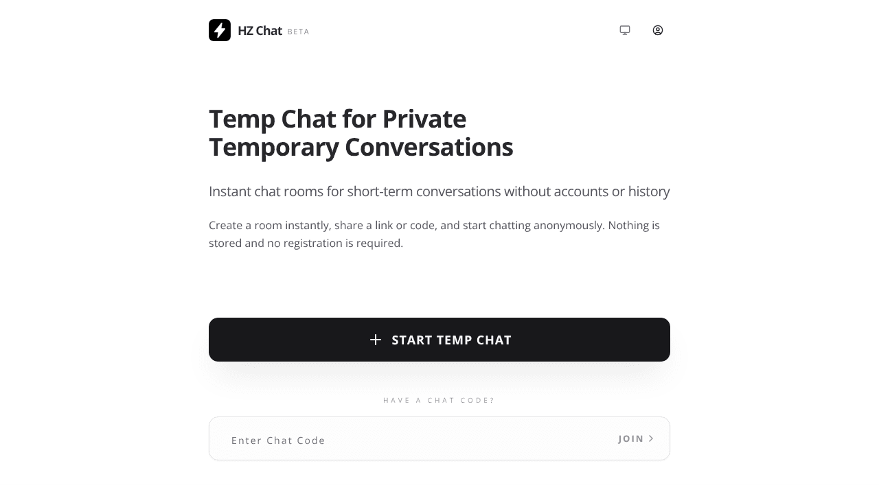 HZ Chat website screenshot