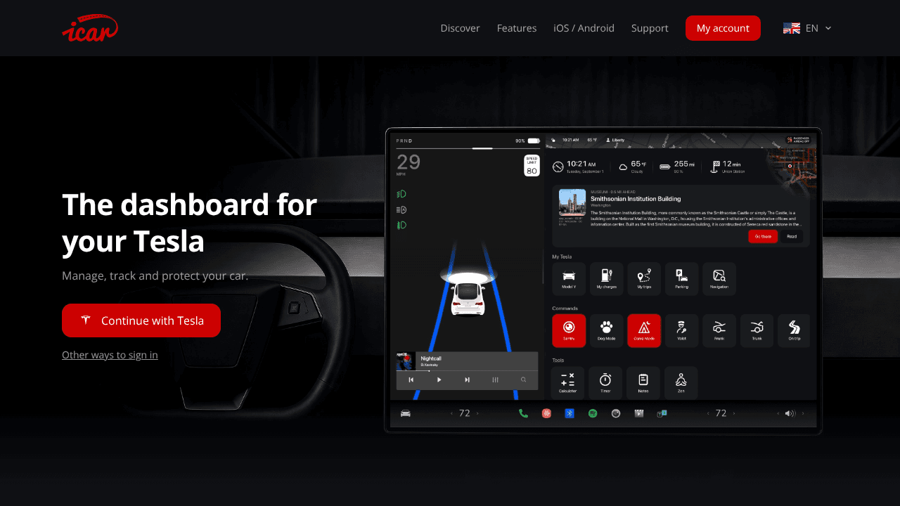 iCar for Tesla website screenshot