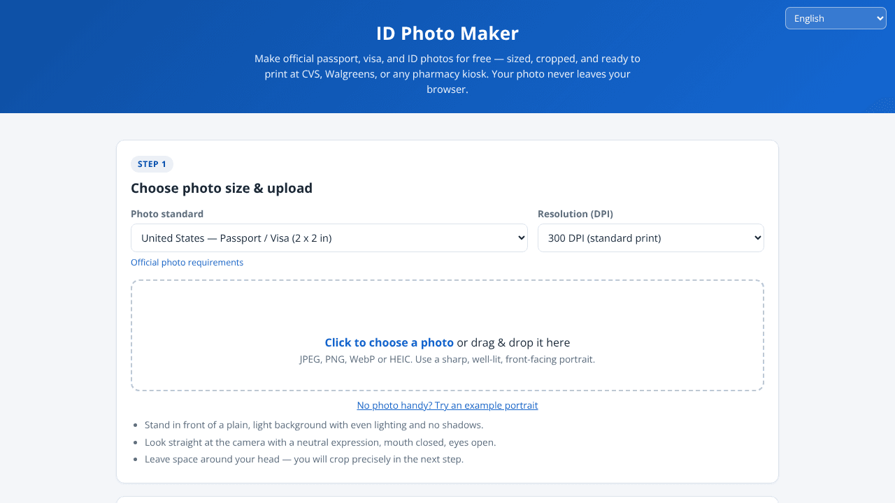 ID Photo Maker website screenshot
