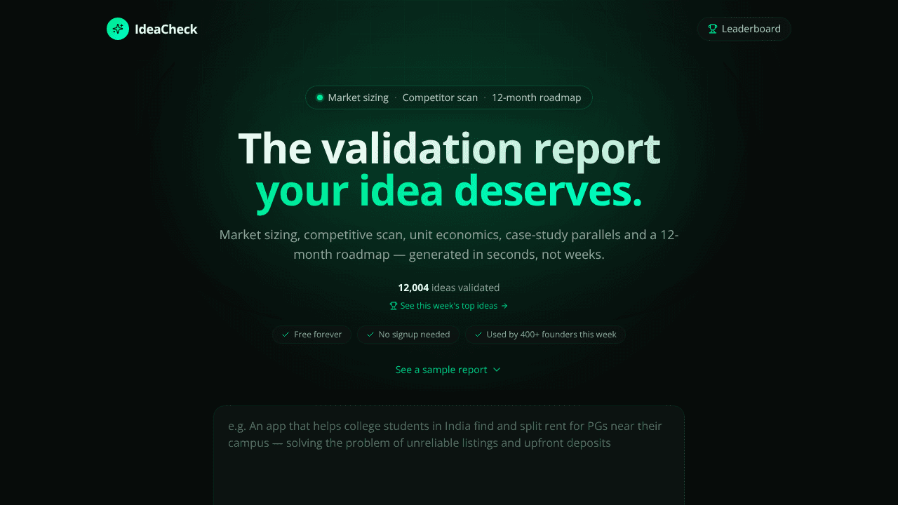 IdeaCheck website screenshot