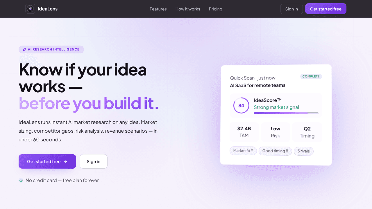 IdeaLens website screenshot