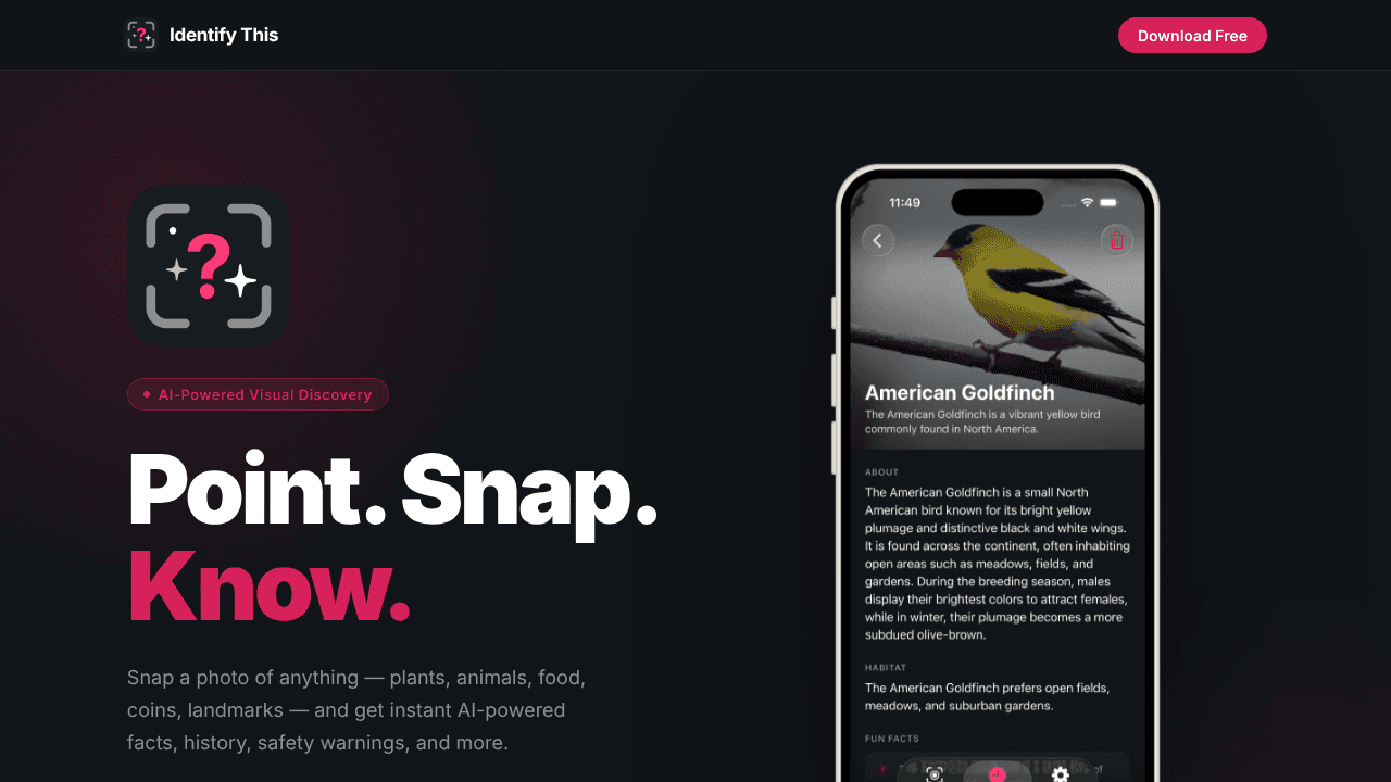 Identify This website screenshot