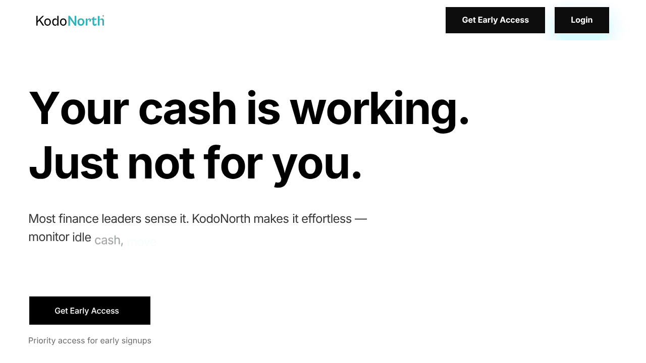 Idle Cash Management website screenshot