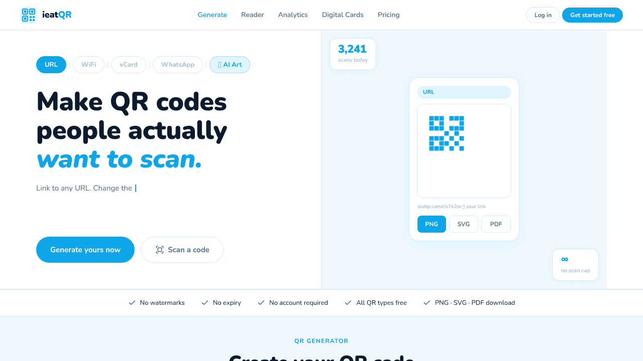 ieatQR website screenshot