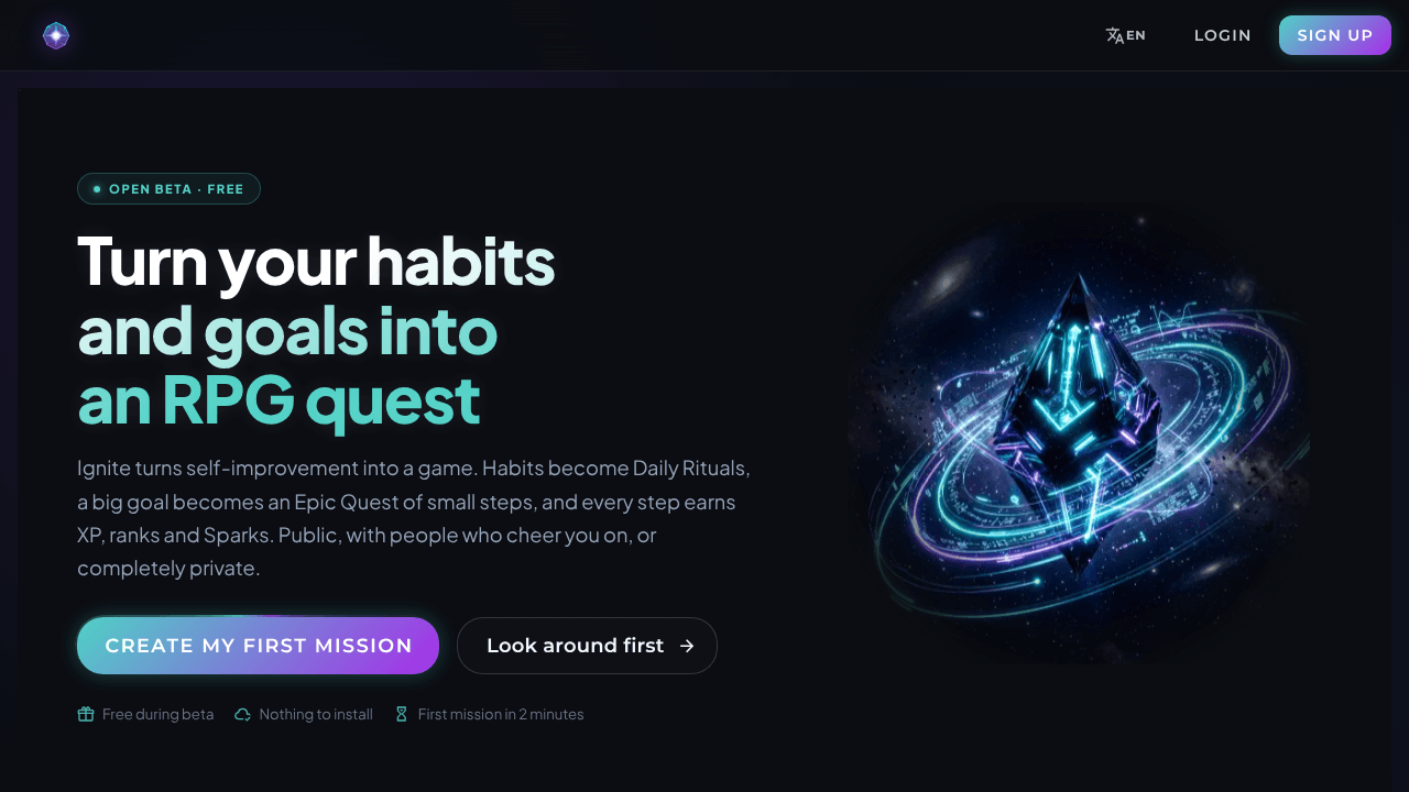 Ignite-me.app website screenshot