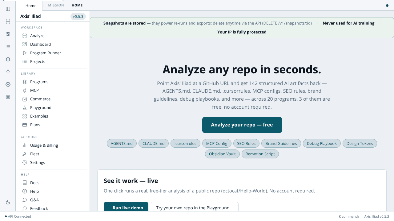 Iliad by AXIS Studio website screenshot