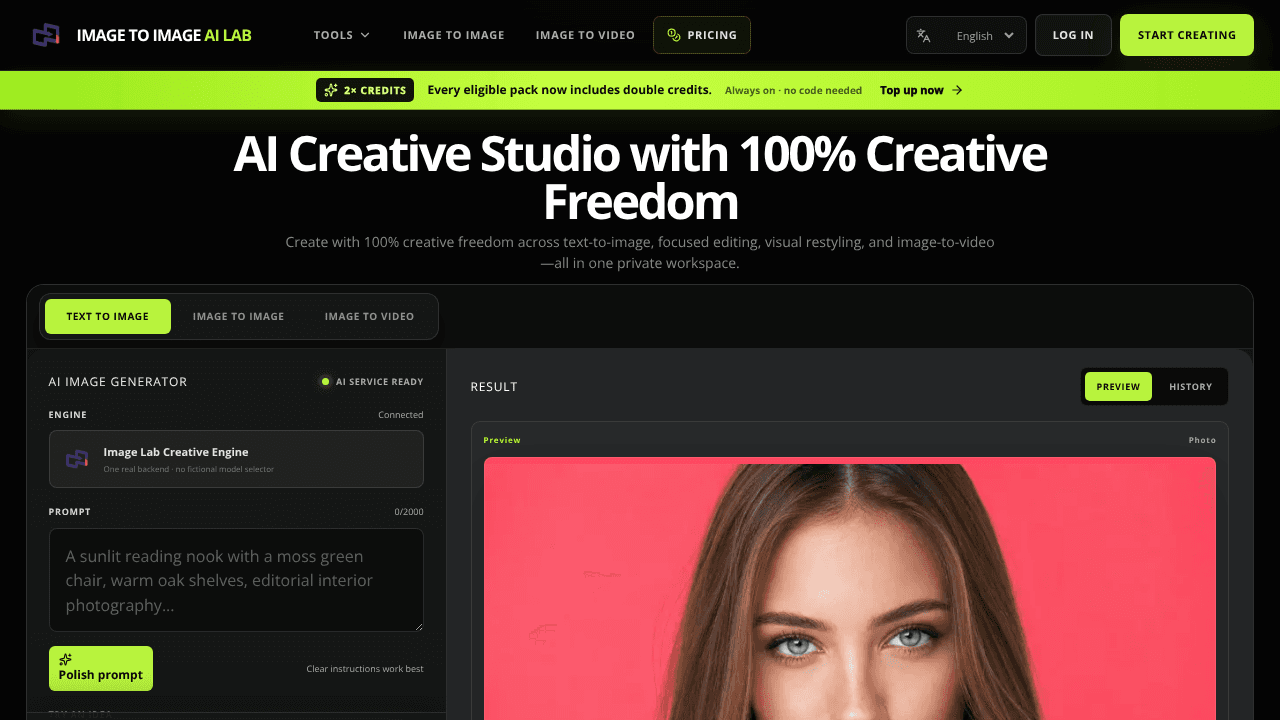 Image to Image AI Lab website screenshot