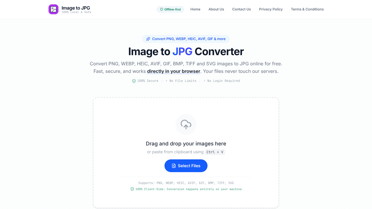 Image to JPG Converter website screenshot