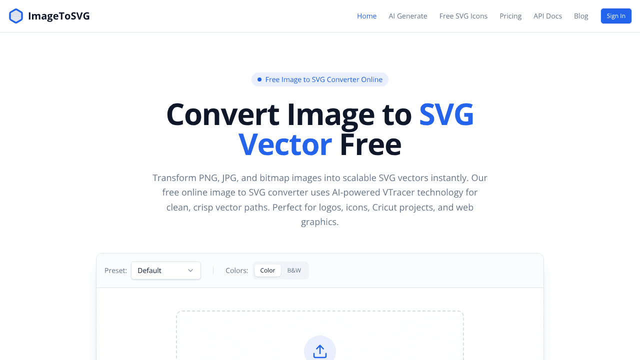 Image to SVG Converter Free Convert. website screenshot