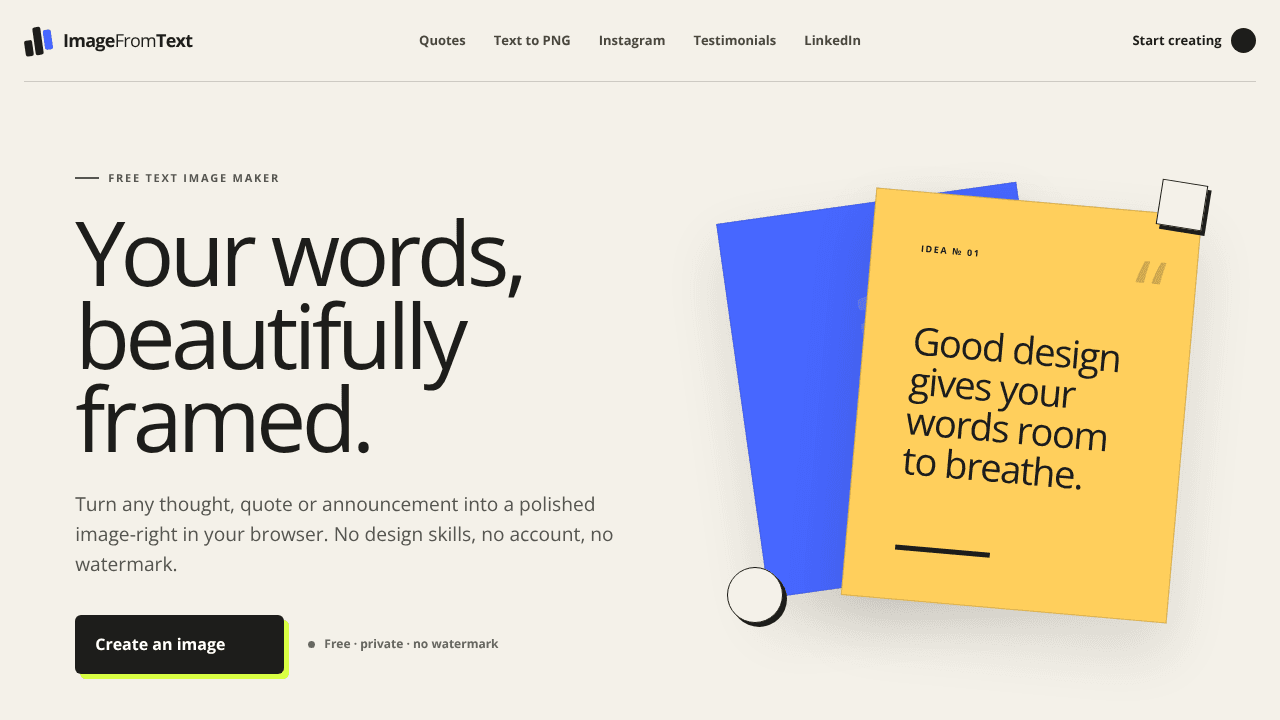 ImageFromText website screenshot