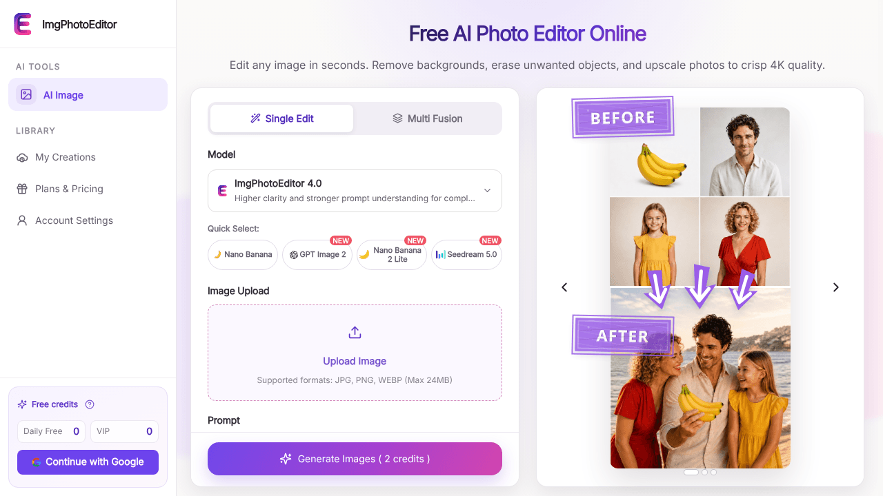 ImgPhotoEditor website screenshot