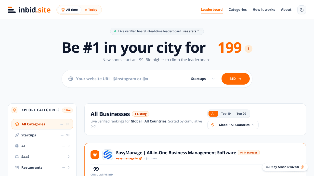 InBid website screenshot