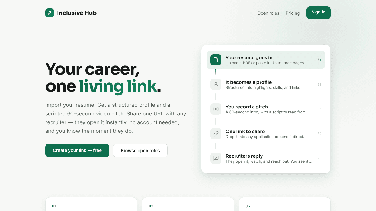 Inclusive Hub website screenshot