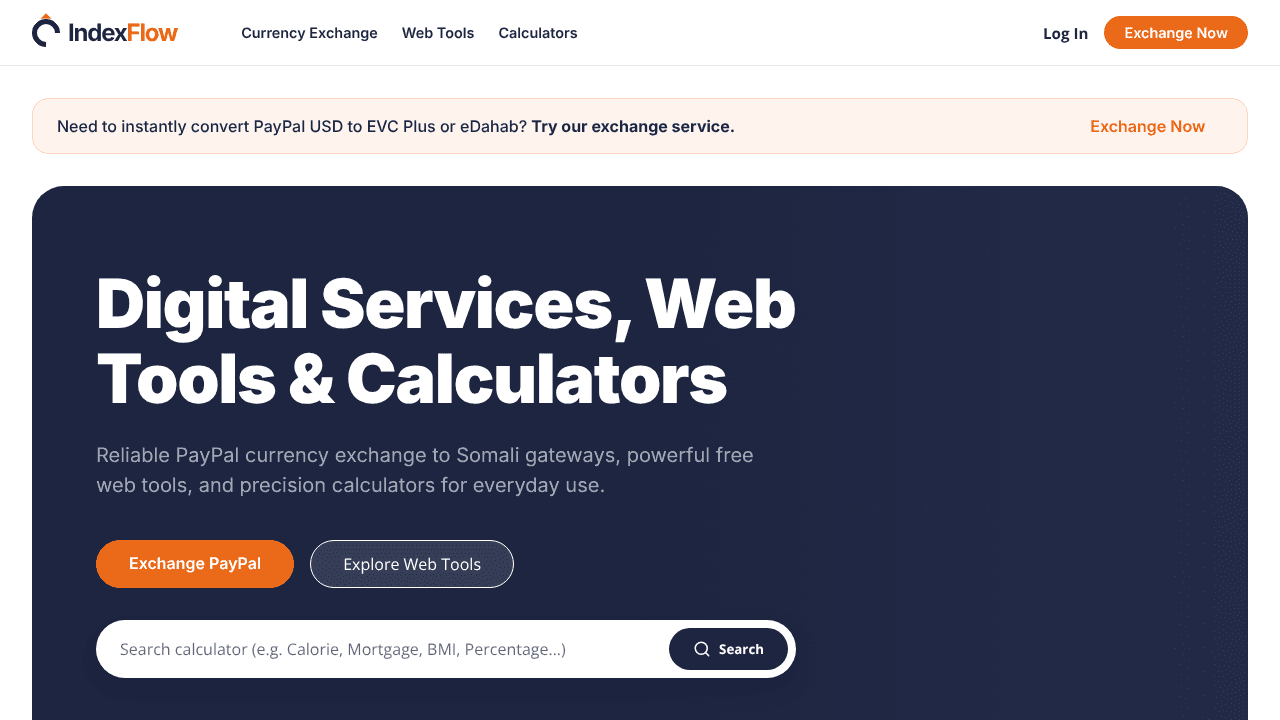 IndexFlow website screenshot