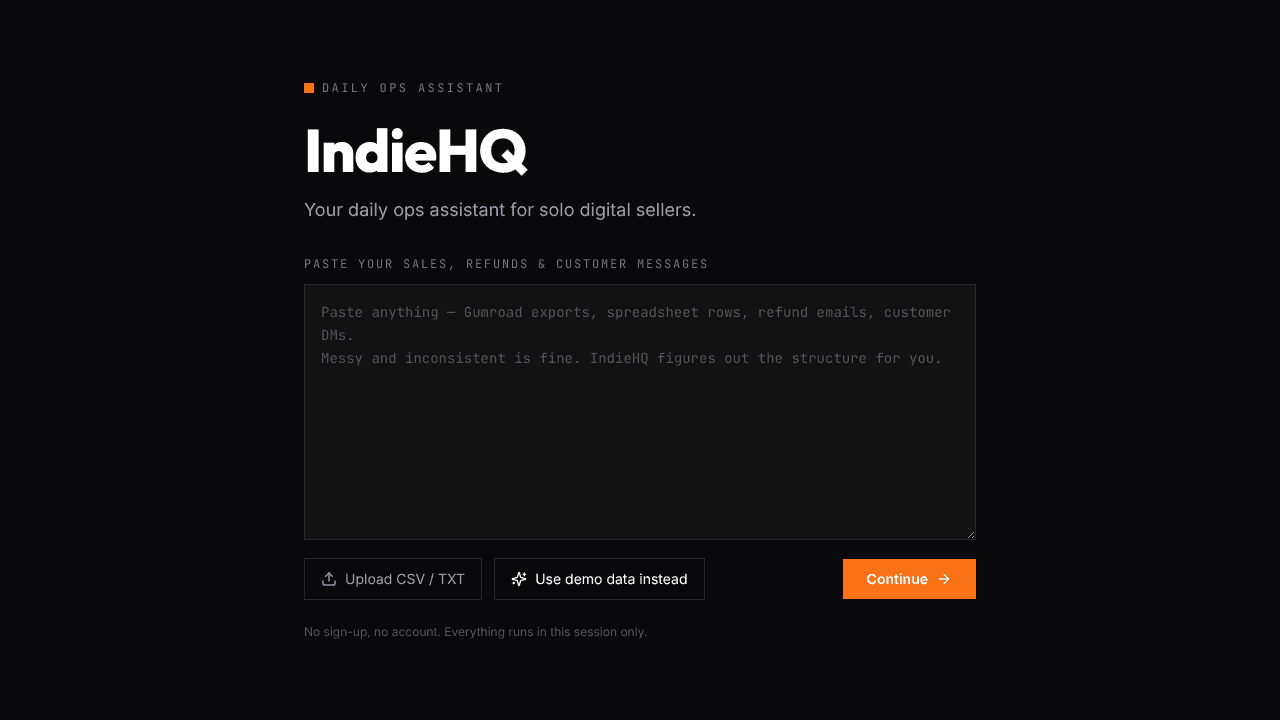 IndieHQ website screenshot