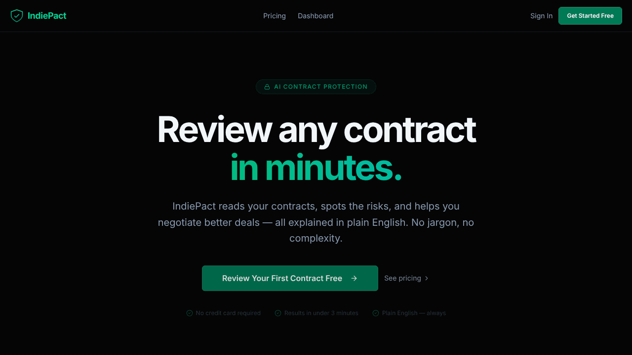 IndiePact website screenshot