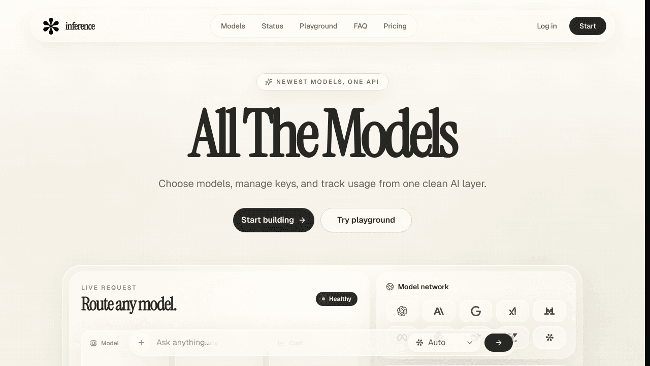 Inference website screenshot