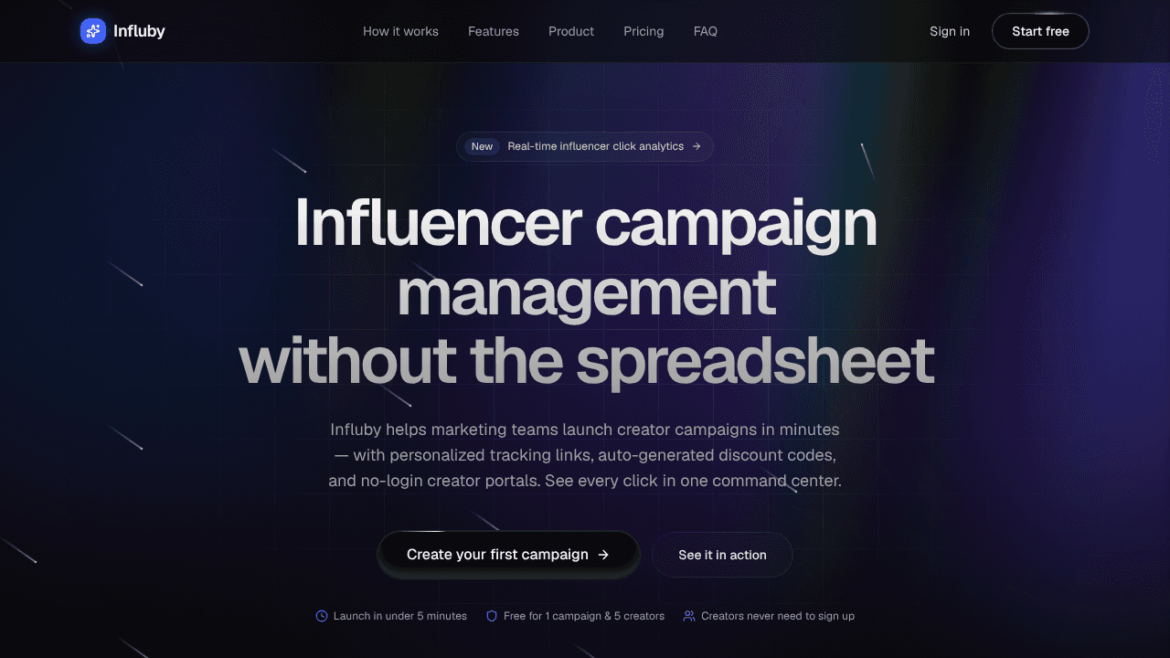Influencer Campaign Management website screenshot