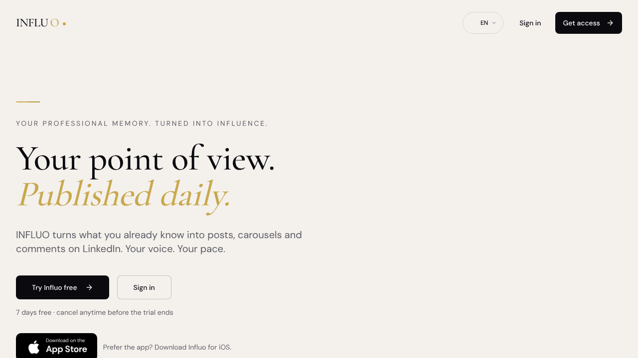 INFLUO website screenshot