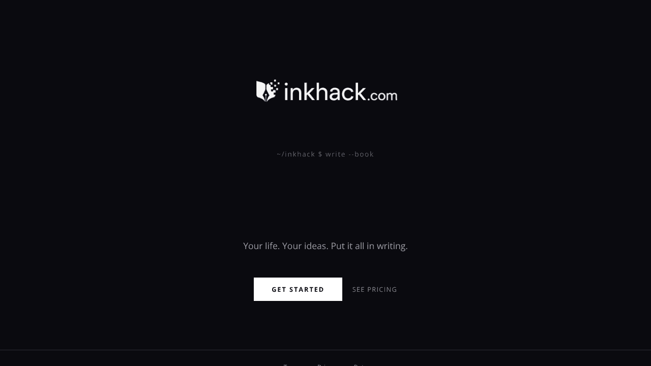 Inkhack — Write Your Book website screenshot