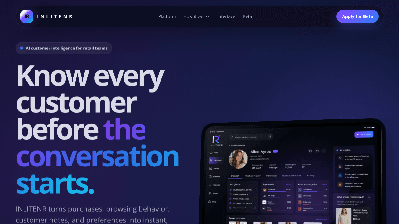 INLITENR website screenshot