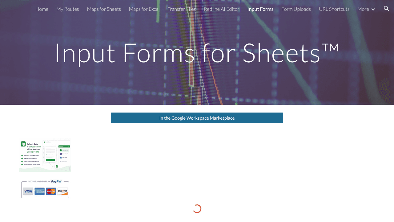 Input Forms for Sheets website screenshot