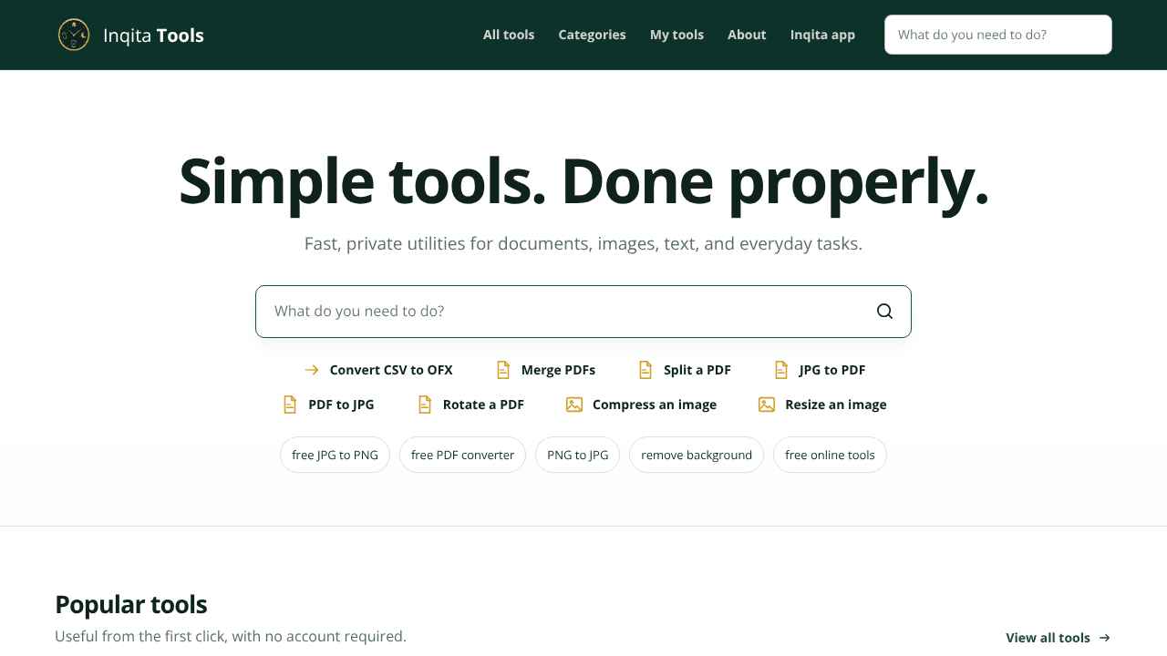 Inqita Tools website screenshot