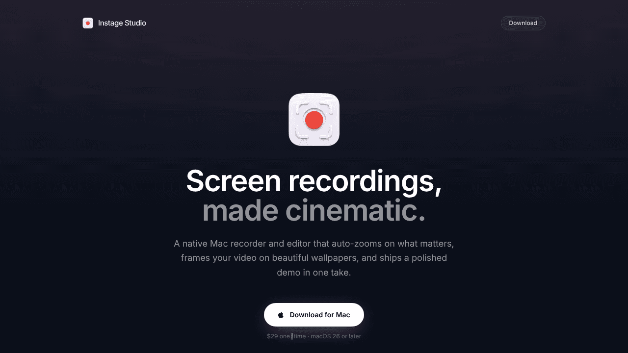 Instage Studio website screenshot