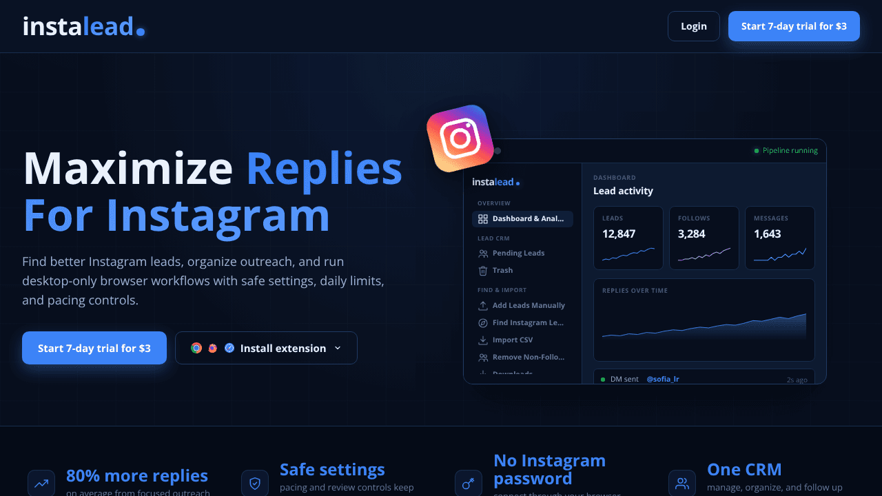 InstaLead website screenshot