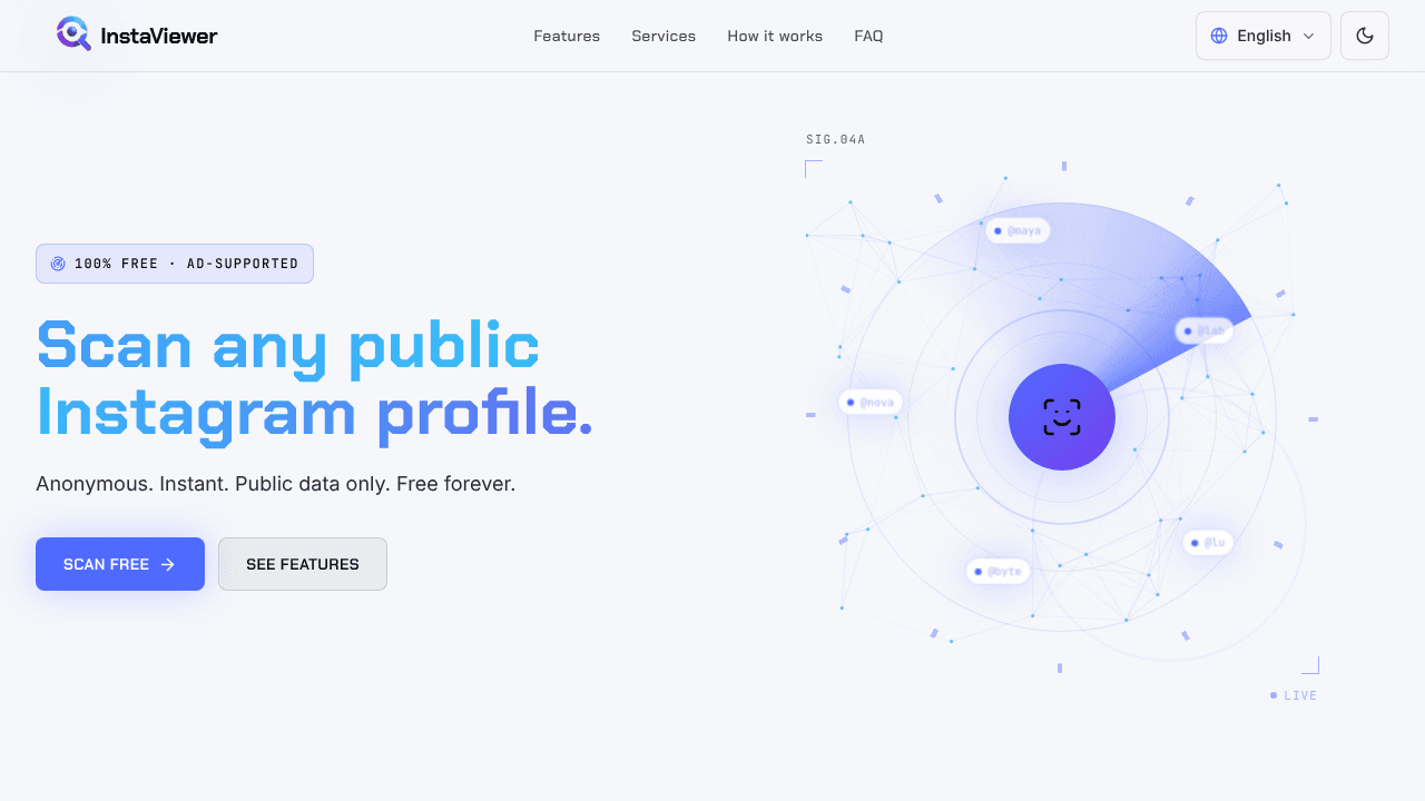 InstaViewer website screenshot