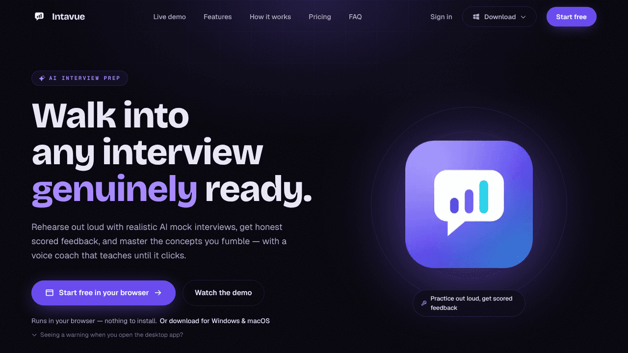 Intavue website screenshot