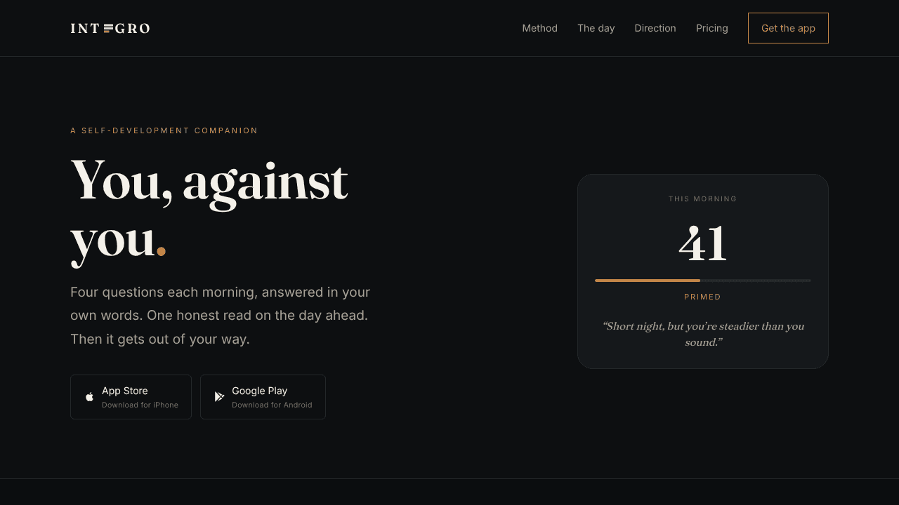 Integro — you, against you website screenshot