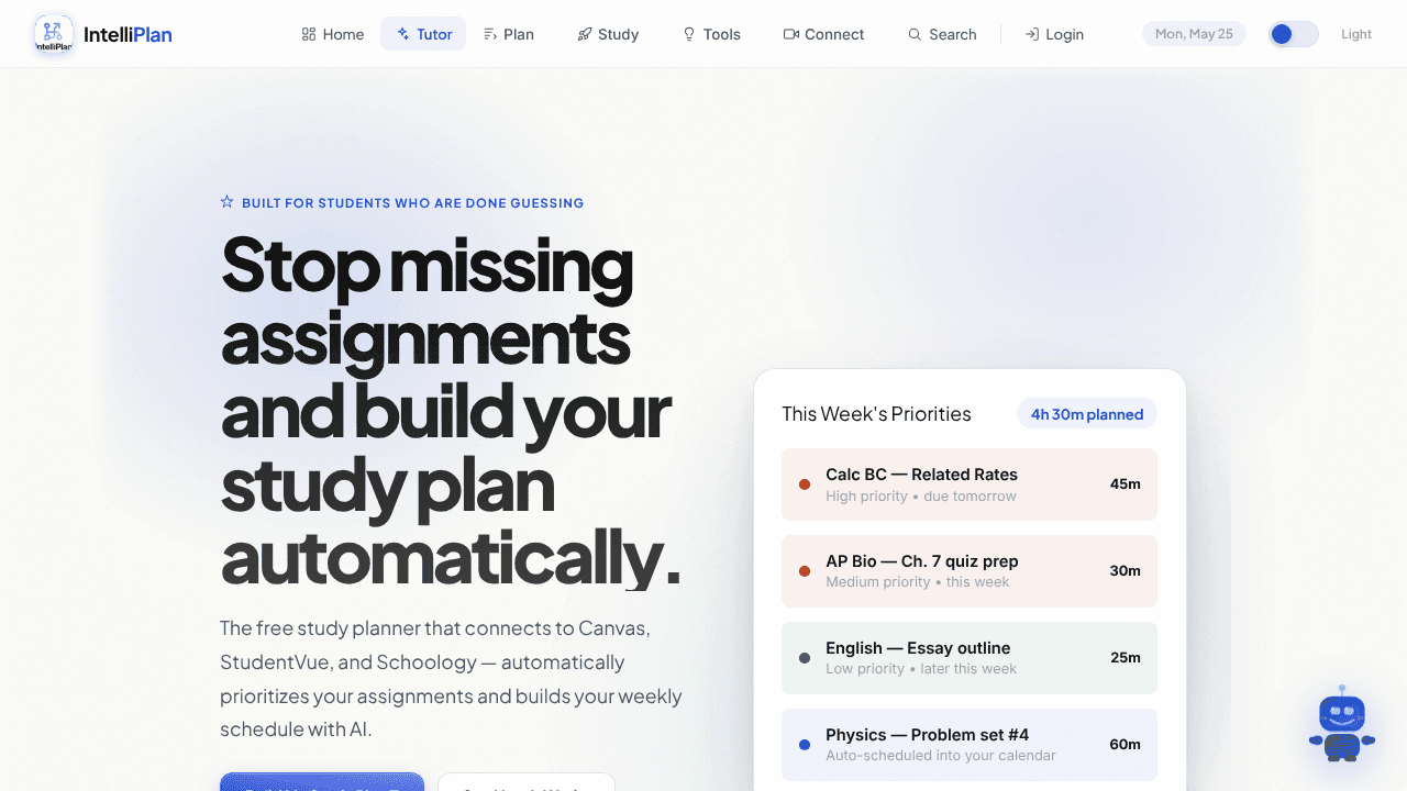 IntelliPlan website screenshot