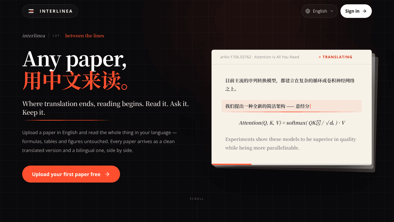 Interlinea website screenshot