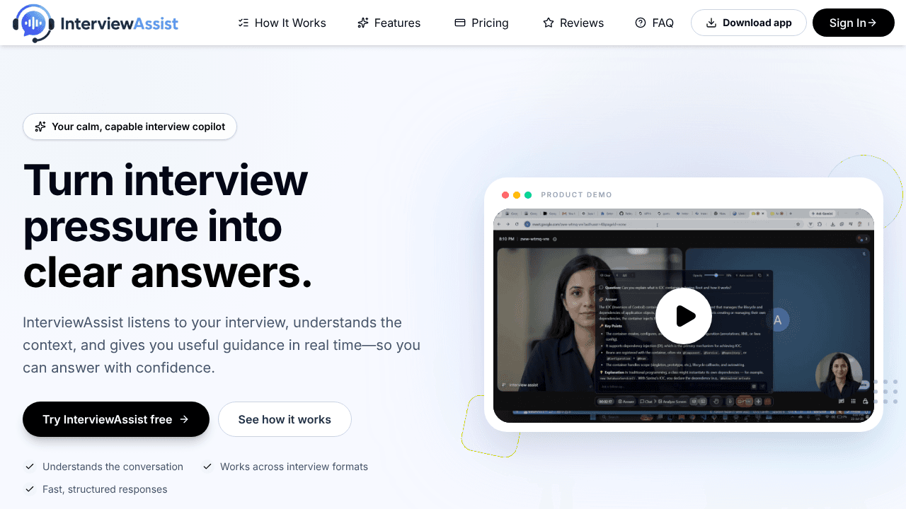 Interview Assist website screenshot