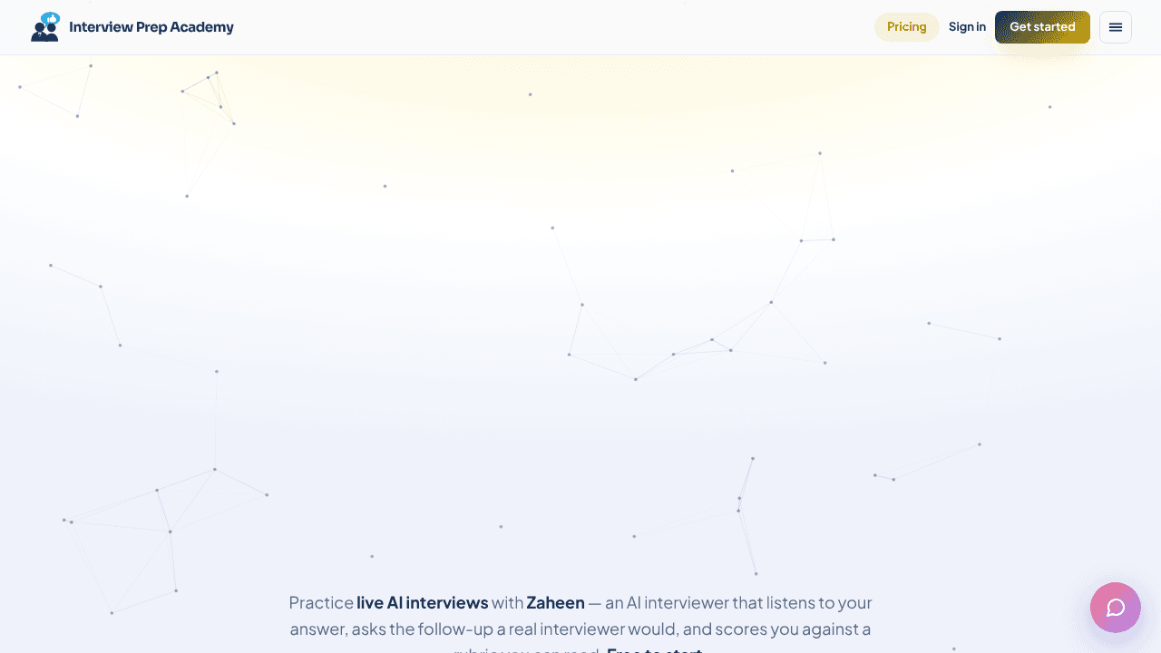 Interview Prep Academy website screenshot