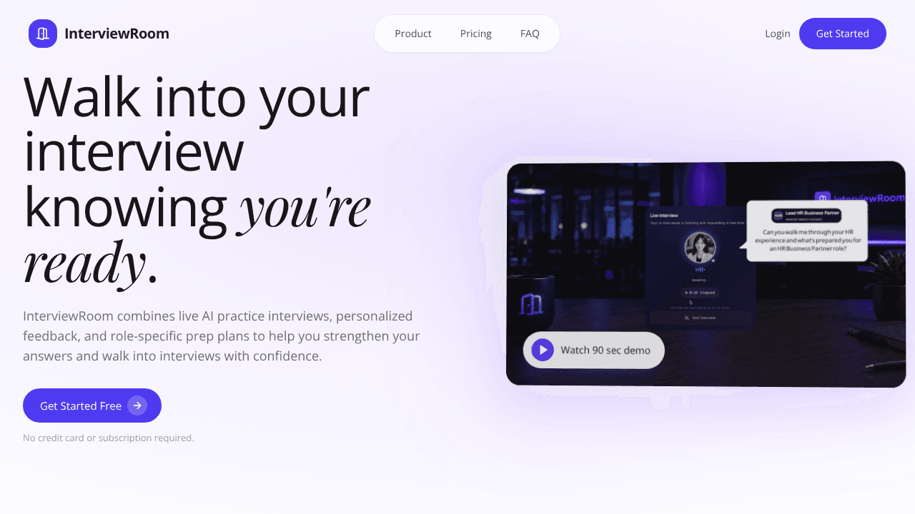 InterviewRoom website screenshot